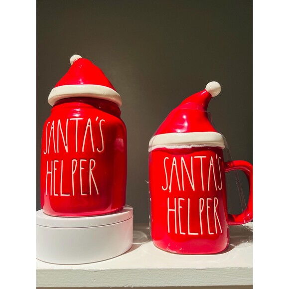 Rae Dunn Santas Helper Canister and Mug Set | Red Ceramic Holiday Decor - Picture 6 of 8